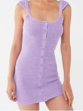 Urban Outfitters Lilac Knit Button-Down Mini Dress